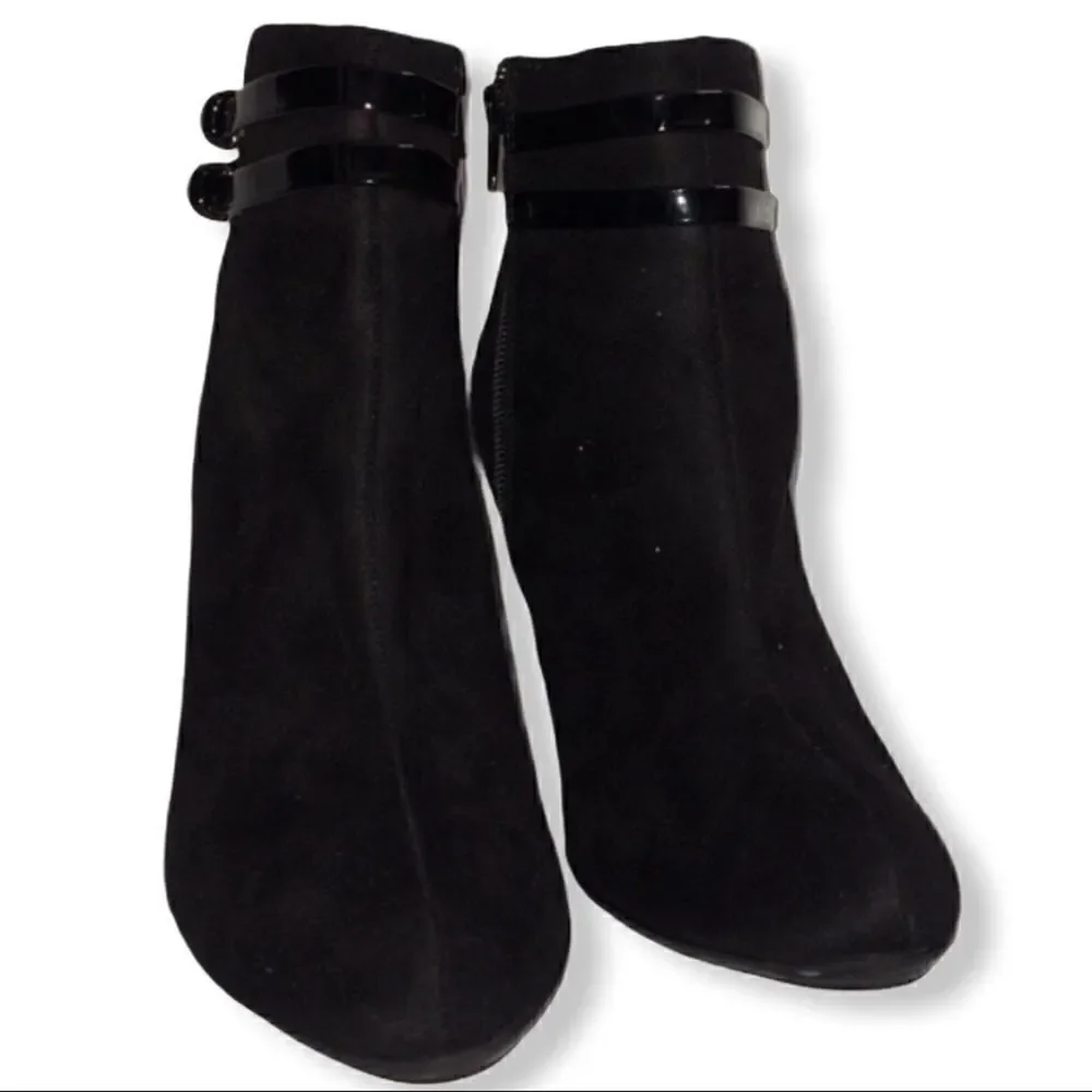 George Suede Black Ankle Booties